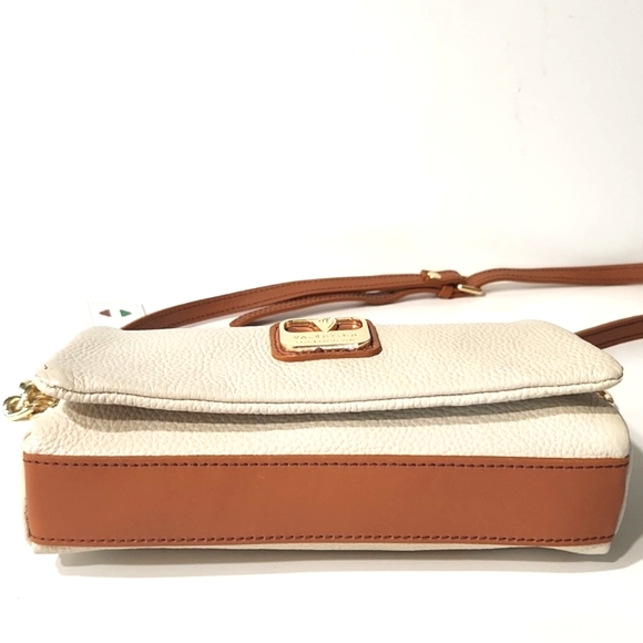 NWT Valentina Italian Pebbled Leather Flap Crossbody Shoulder Bag with Chain - Picture 8 of 16